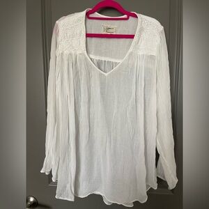 White Sheer Long Sleeve Blouse by current Eliot size 3 large